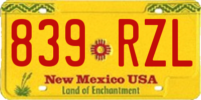 NM license plate 839RZL