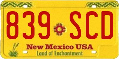 NM license plate 839SCD
