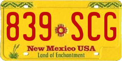 NM license plate 839SCG