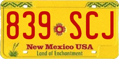 NM license plate 839SCJ