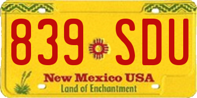 NM license plate 839SDU