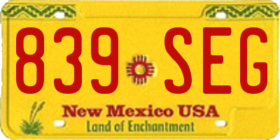 NM license plate 839SEG