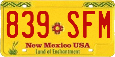 NM license plate 839SFM