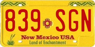NM license plate 839SGN