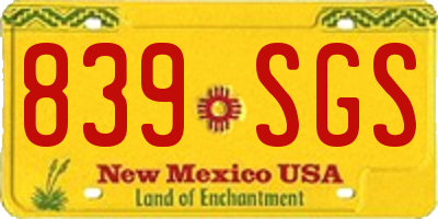 NM license plate 839SGS