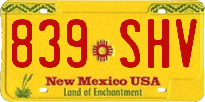 NM license plate 839SHV