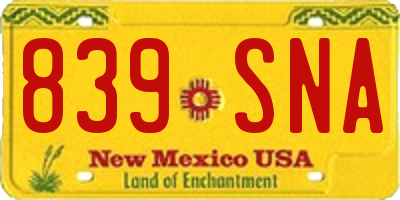 NM license plate 839SNA