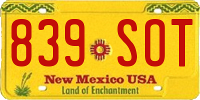 NM license plate 839SOT