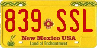 NM license plate 839SSL