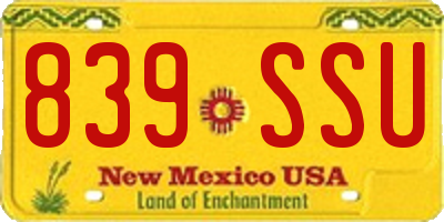 NM license plate 839SSU