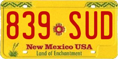 NM license plate 839SUD