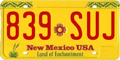 NM license plate 839SUJ