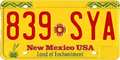 NM license plate 839SYA
