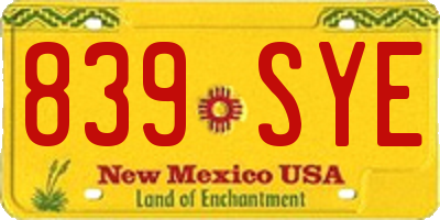 NM license plate 839SYE