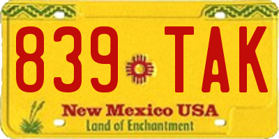 NM license plate 839TAK