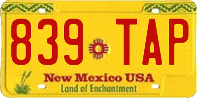 NM license plate 839TAP