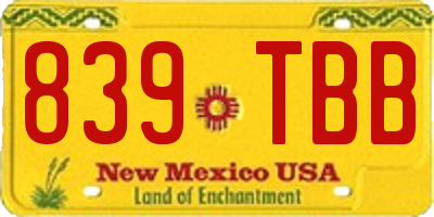 NM license plate 839TBB