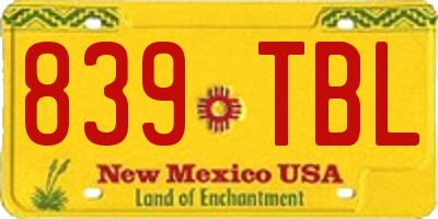 NM license plate 839TBL