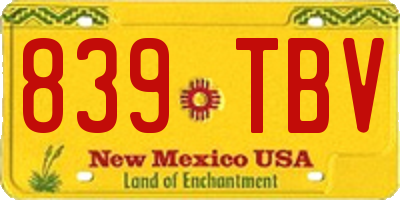 NM license plate 839TBV
