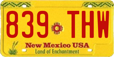 NM license plate 839THW