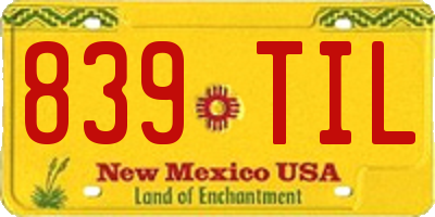 NM license plate 839TIL