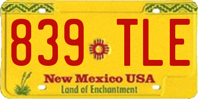 NM license plate 839TLE