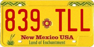 NM license plate 839TLL