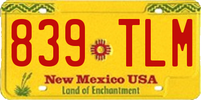 NM license plate 839TLM