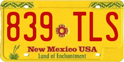 NM license plate 839TLS