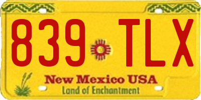 NM license plate 839TLX