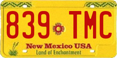 NM license plate 839TMC