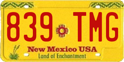 NM license plate 839TMG