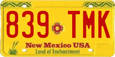 NM license plate 839TMK