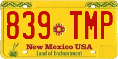 NM license plate 839TMP