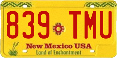 NM license plate 839TMU