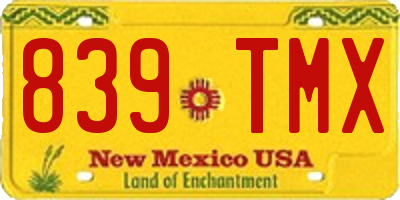 NM license plate 839TMX