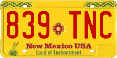 NM license plate 839TNC