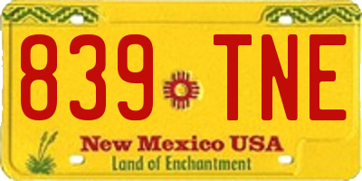 NM license plate 839TNE