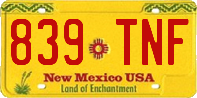 NM license plate 839TNF