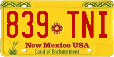 NM license plate 839TNI