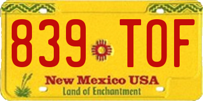 NM license plate 839TOF