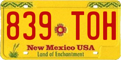 NM license plate 839TOH