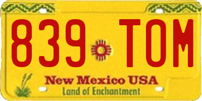 NM license plate 839TOM