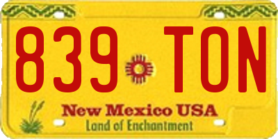 NM license plate 839TON