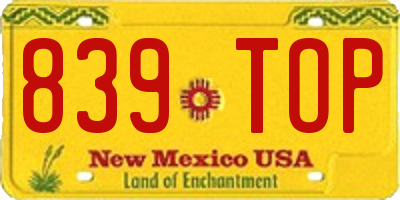 NM license plate 839TOP