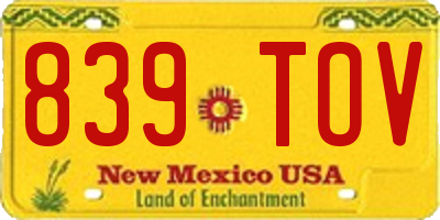 NM license plate 839TOV