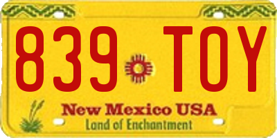 NM license plate 839TOY