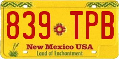 NM license plate 839TPB