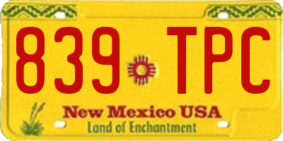 NM license plate 839TPC