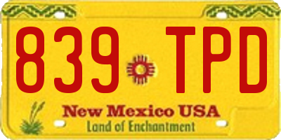 NM license plate 839TPD